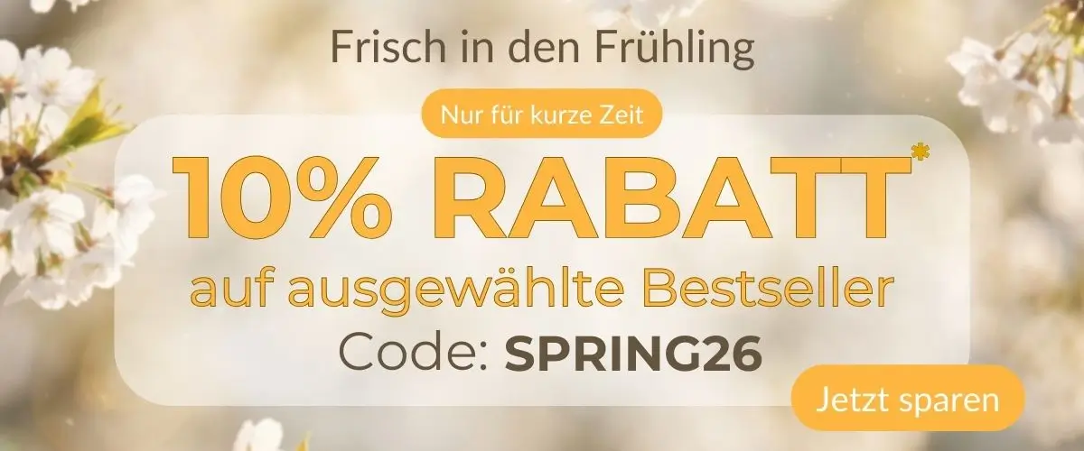 Schriftzug 10% Rabatt mit dem Code SPRING26