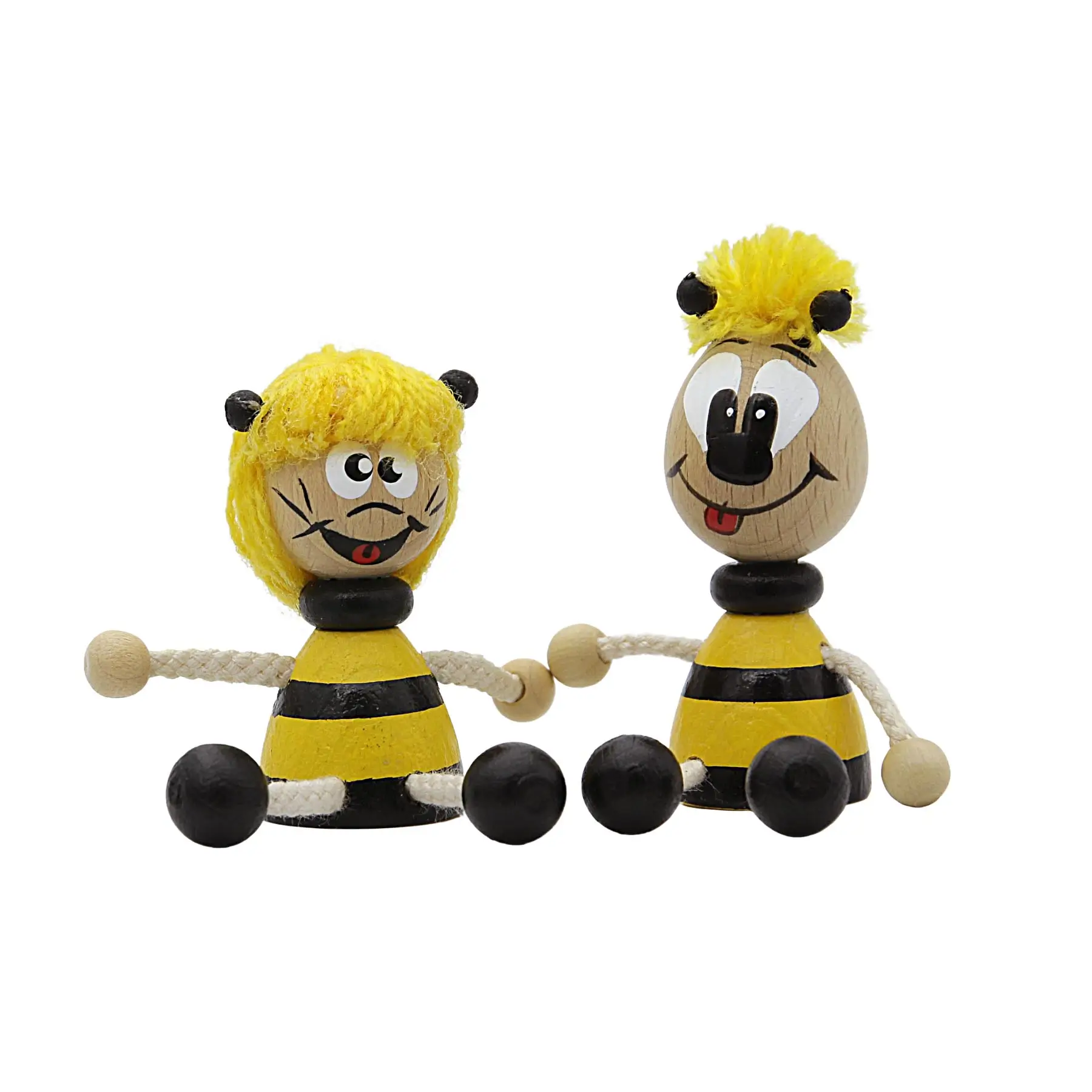 Zwei handbemalte Bienen aus Holz