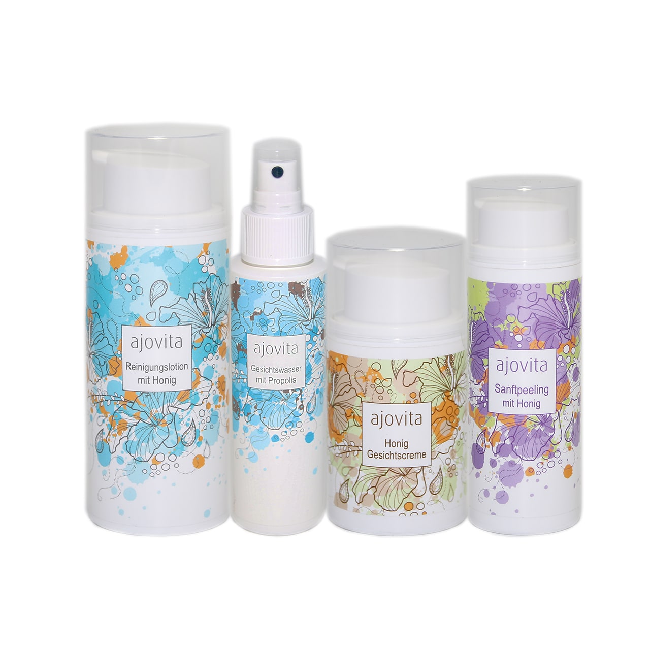 Die Produkte des Sets nebeneinander