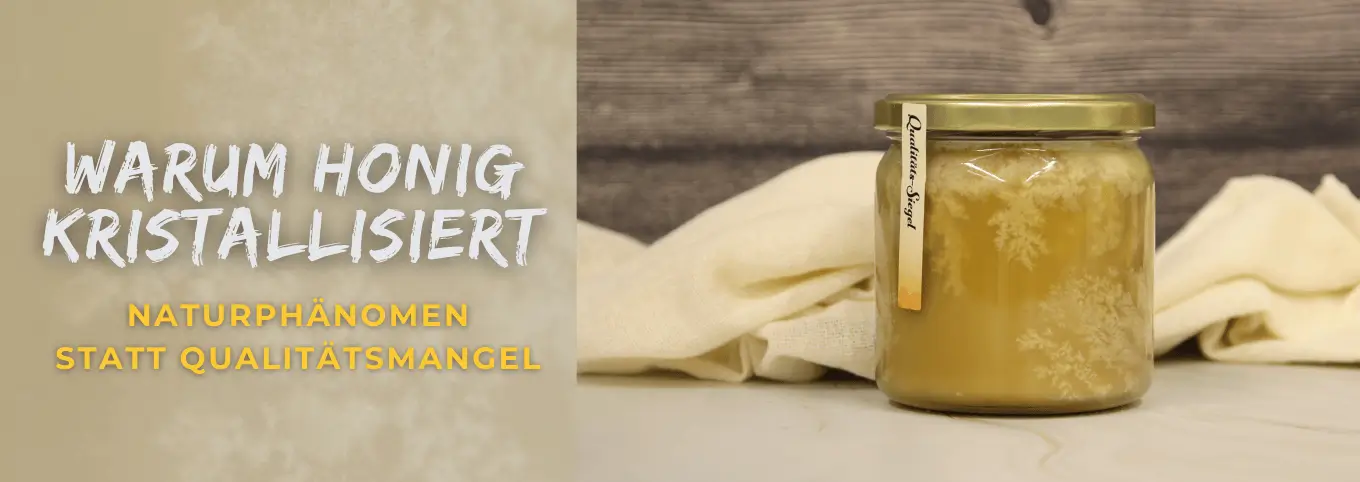 Sichtbare Zuckerkristalle am Honigglas