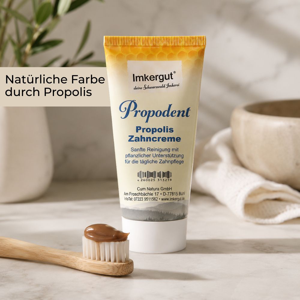 Propolis Zahncreme mit natürlicher Farbe durch Propolis 