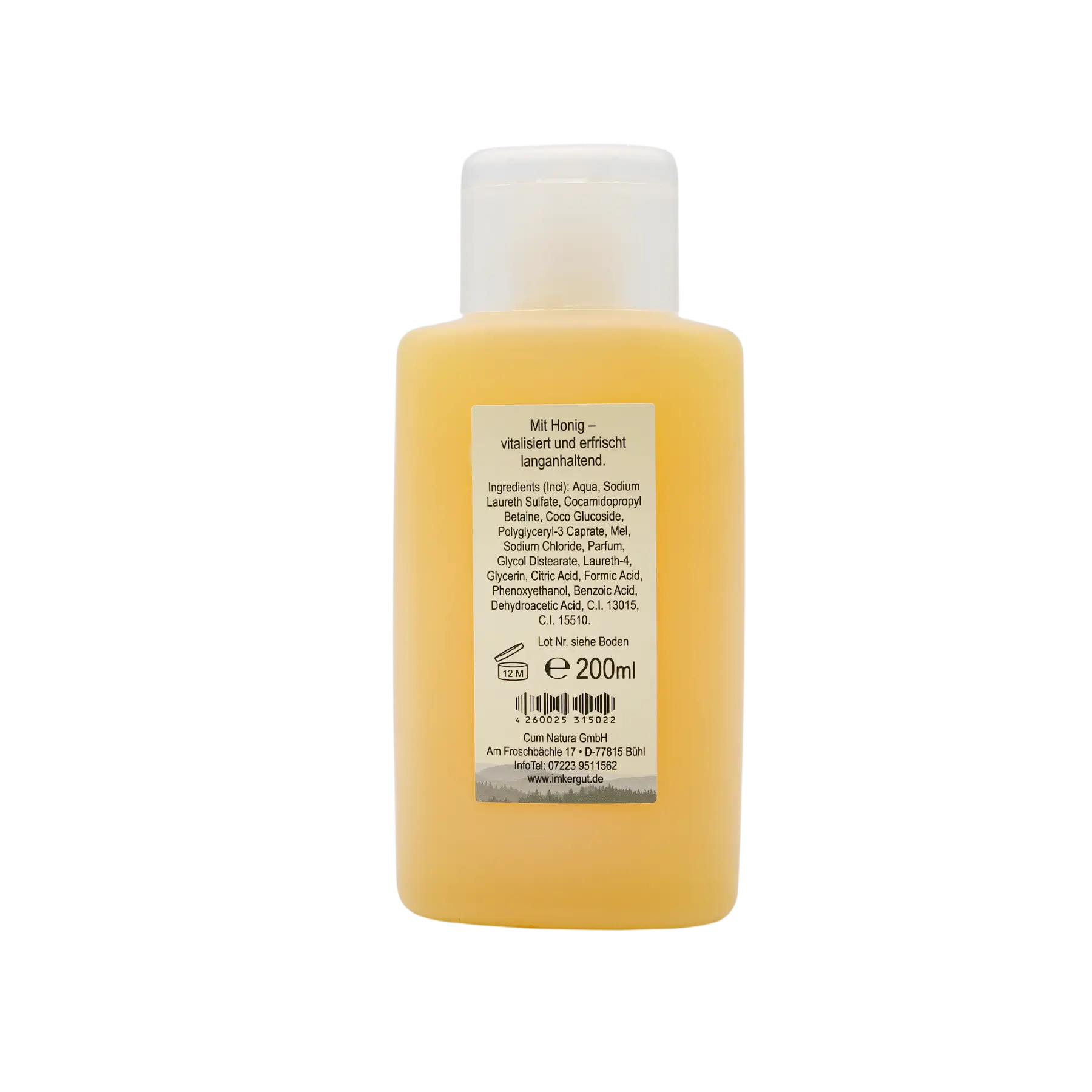 Rückseite der Flasche Honig-Duschgel 200ml