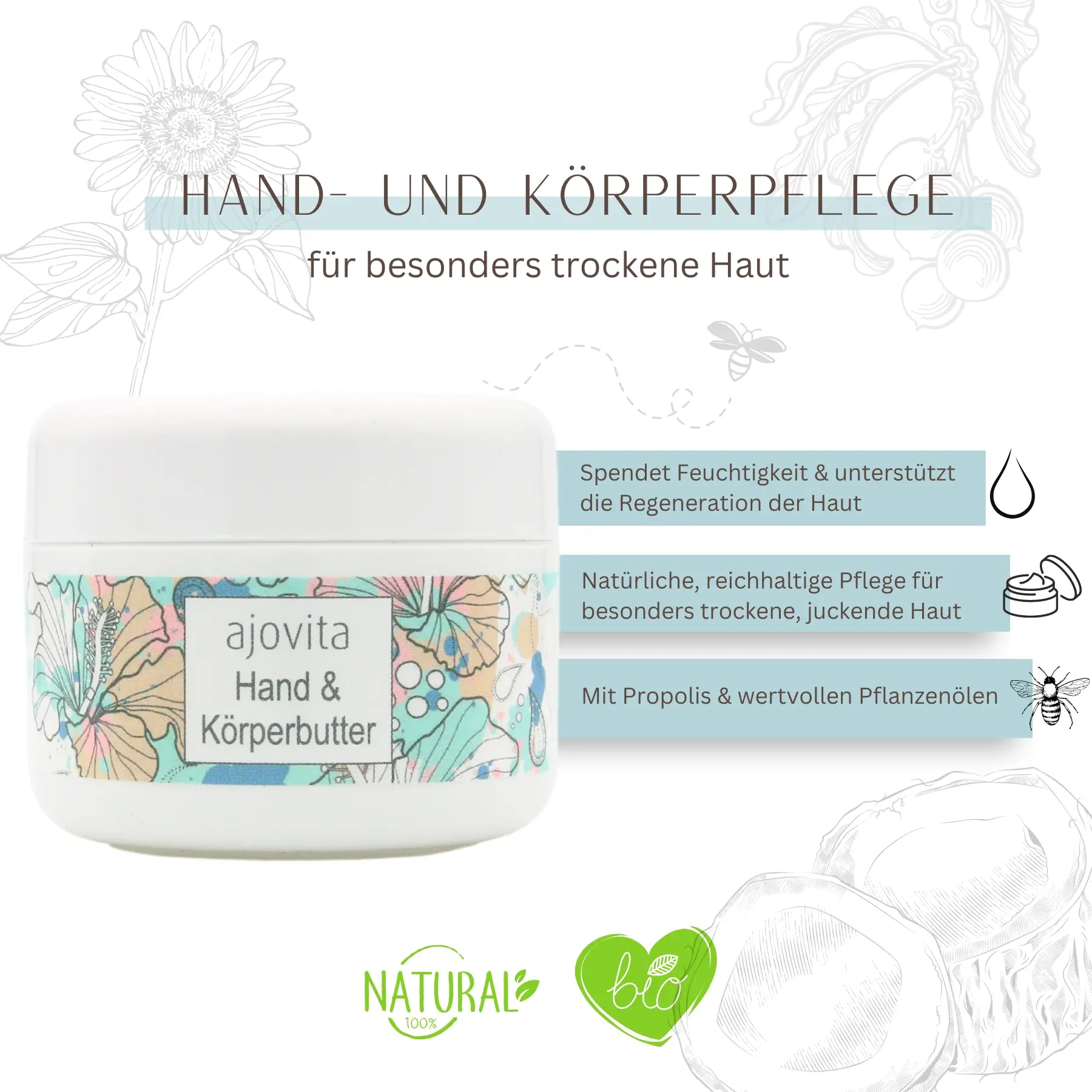 Propolis Hand und Körperbutter 45 ml Tiegel Vorteile