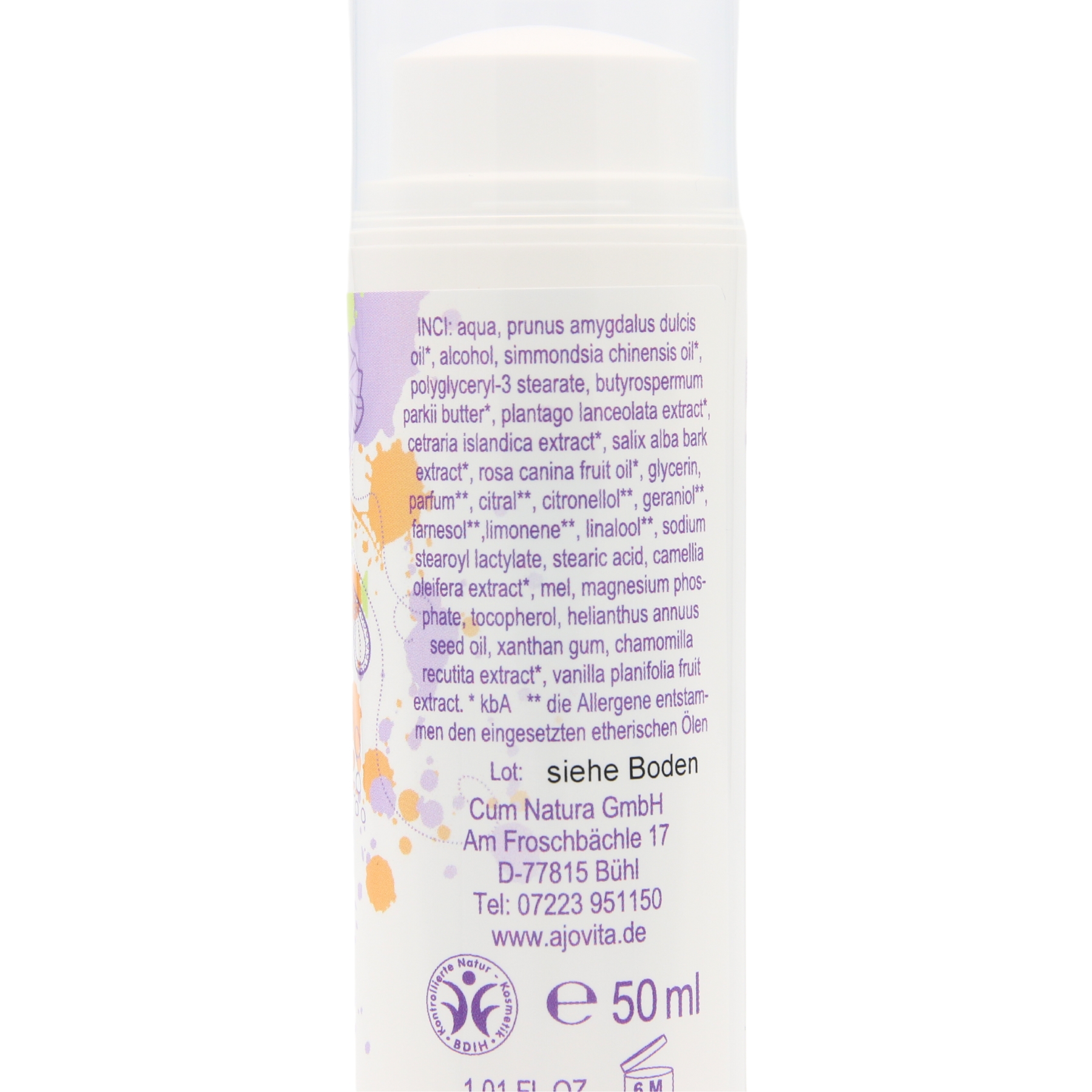 Honigmaske 50 ml Spender Rückseite