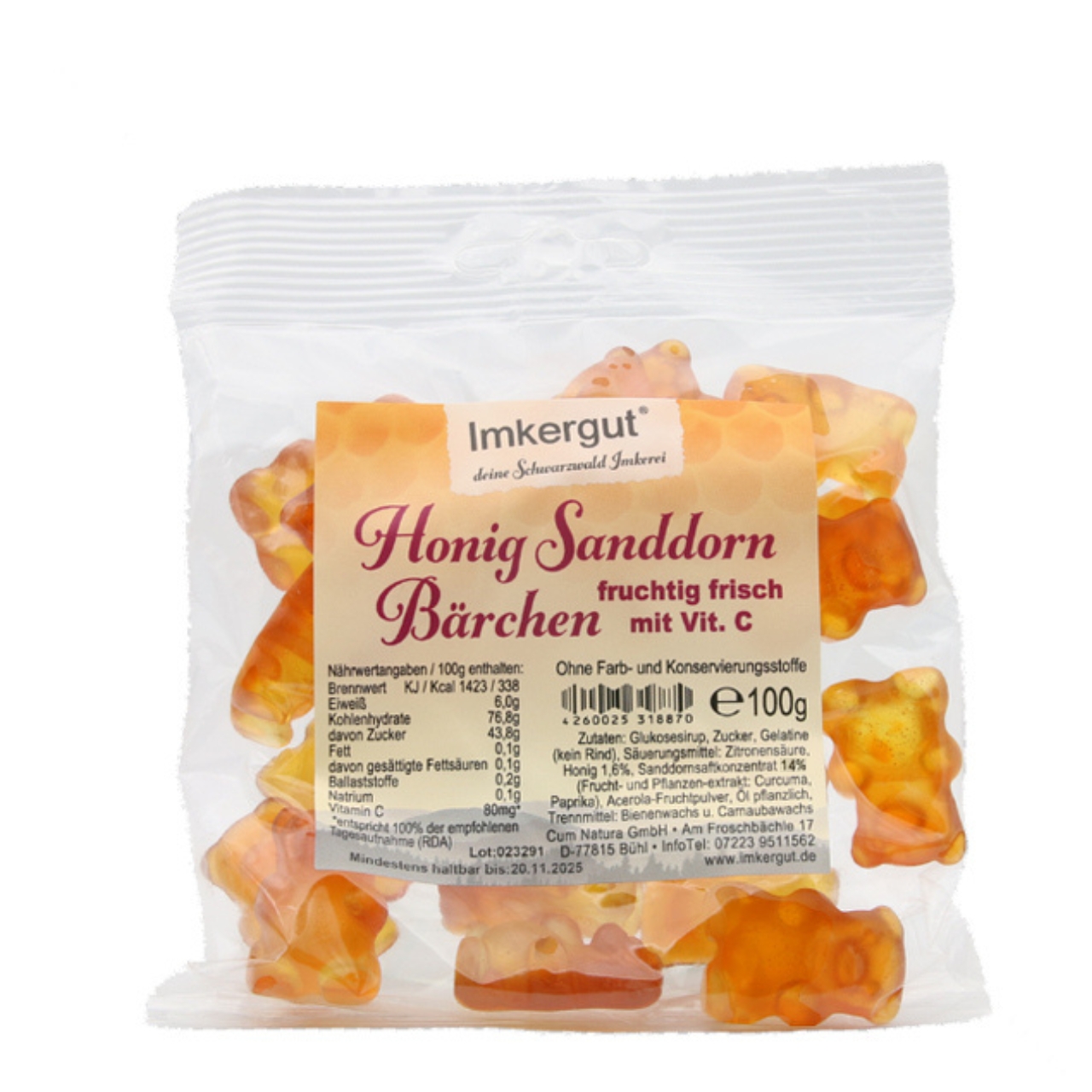 Honig Sanddorn Bären 100 g Beutel