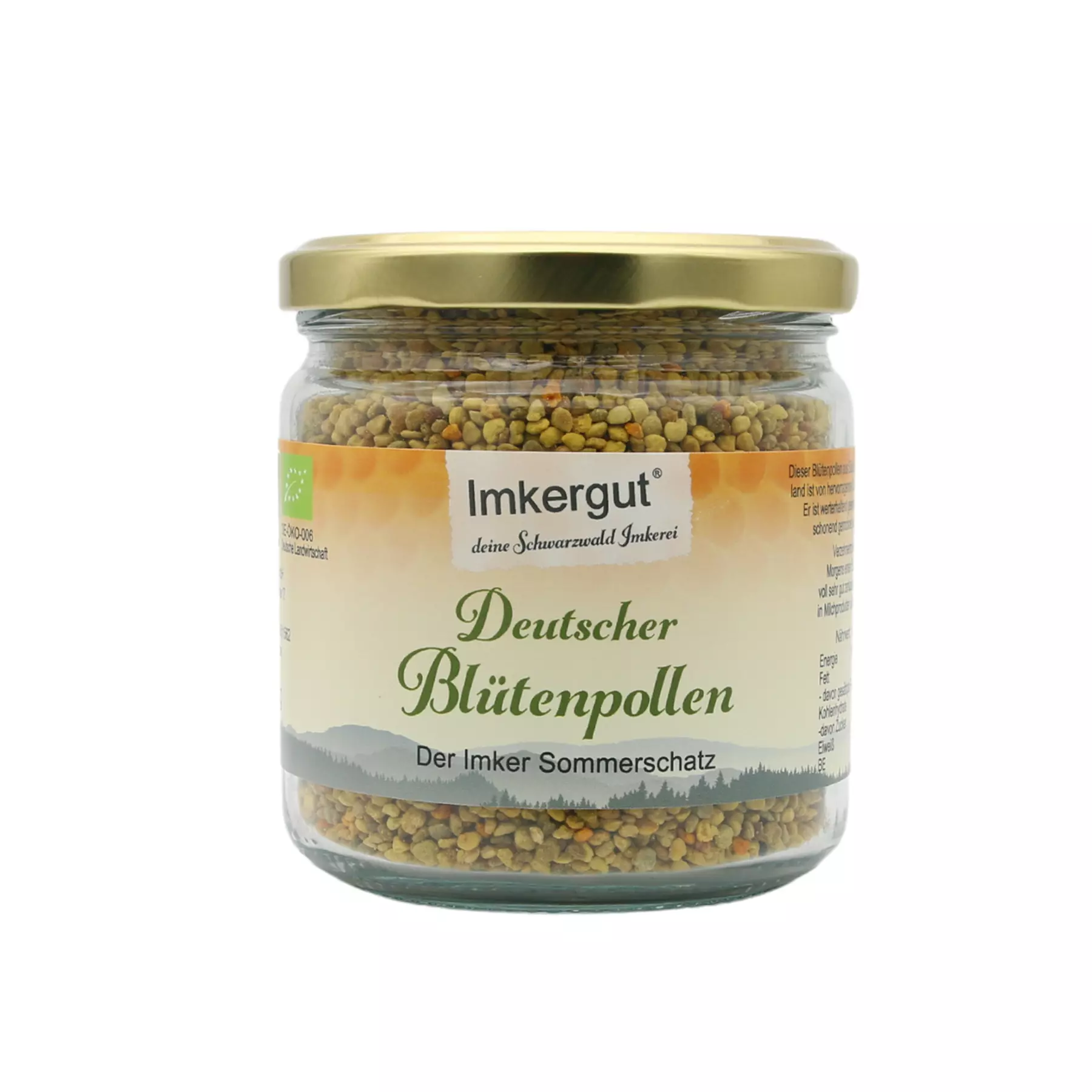 Deutscher Blütenpollen im 250 g Glas frontal