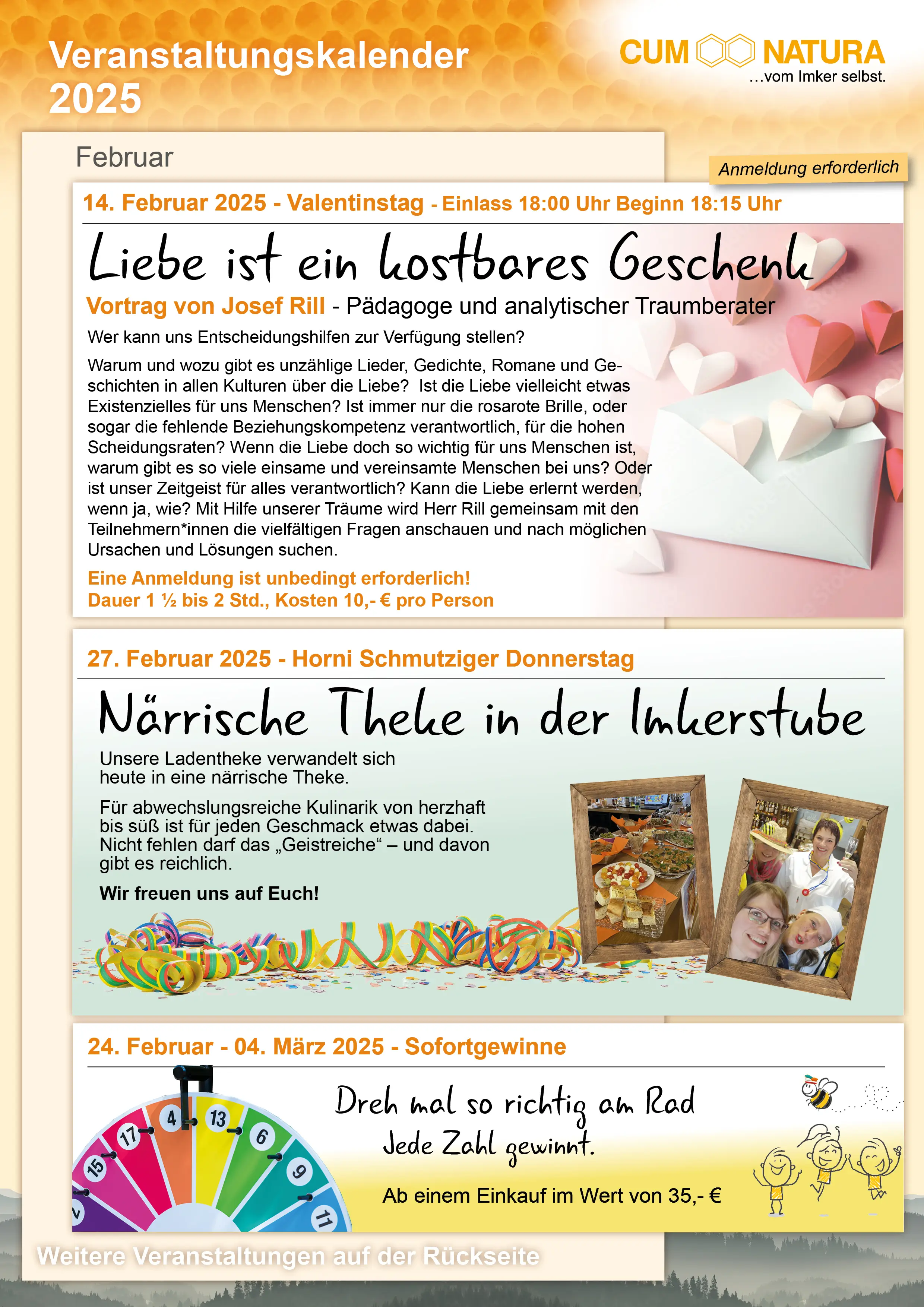 Veranstaltungskalender Februar 2025 Vorderseite