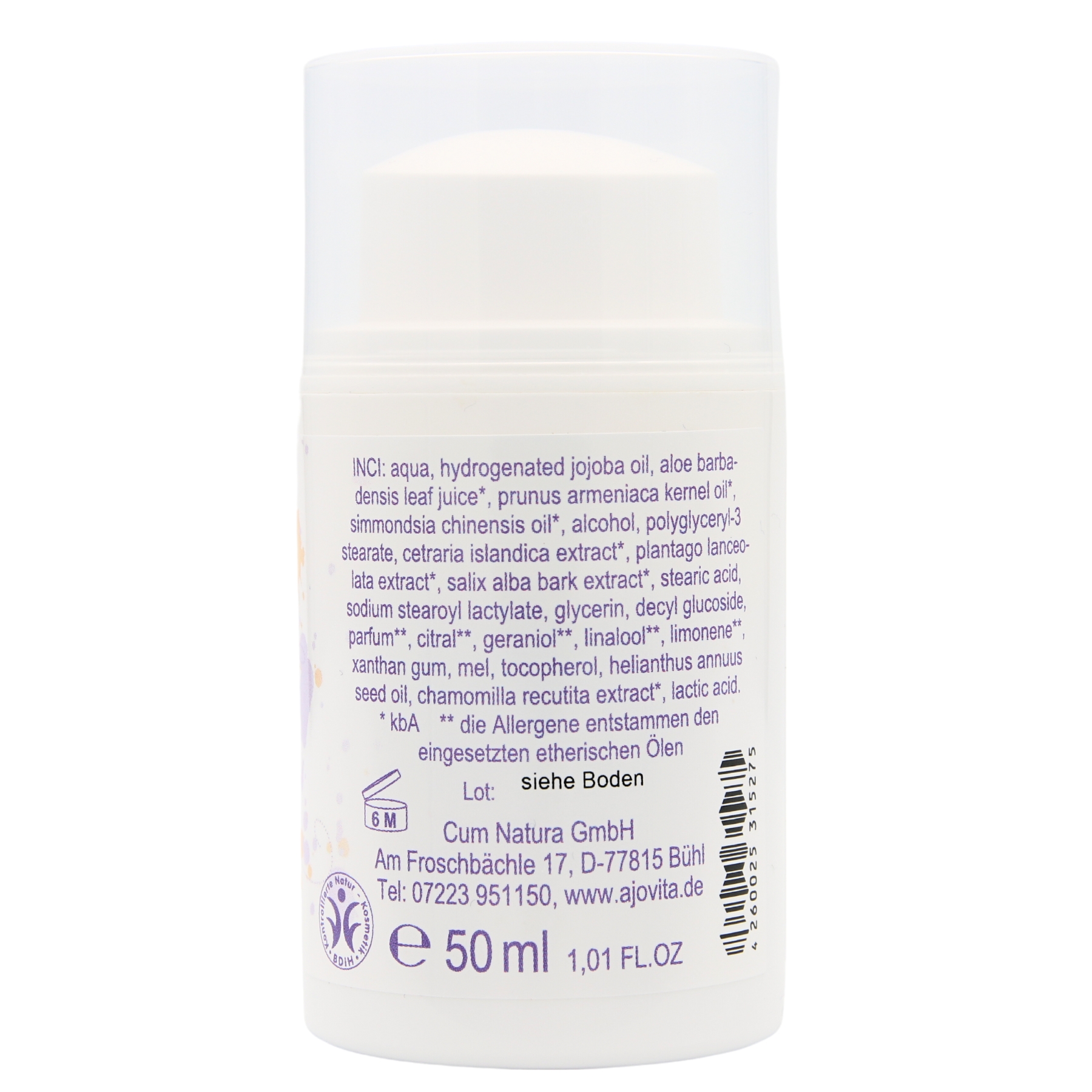 Honigpeeling 50 ml Spender Rückseite