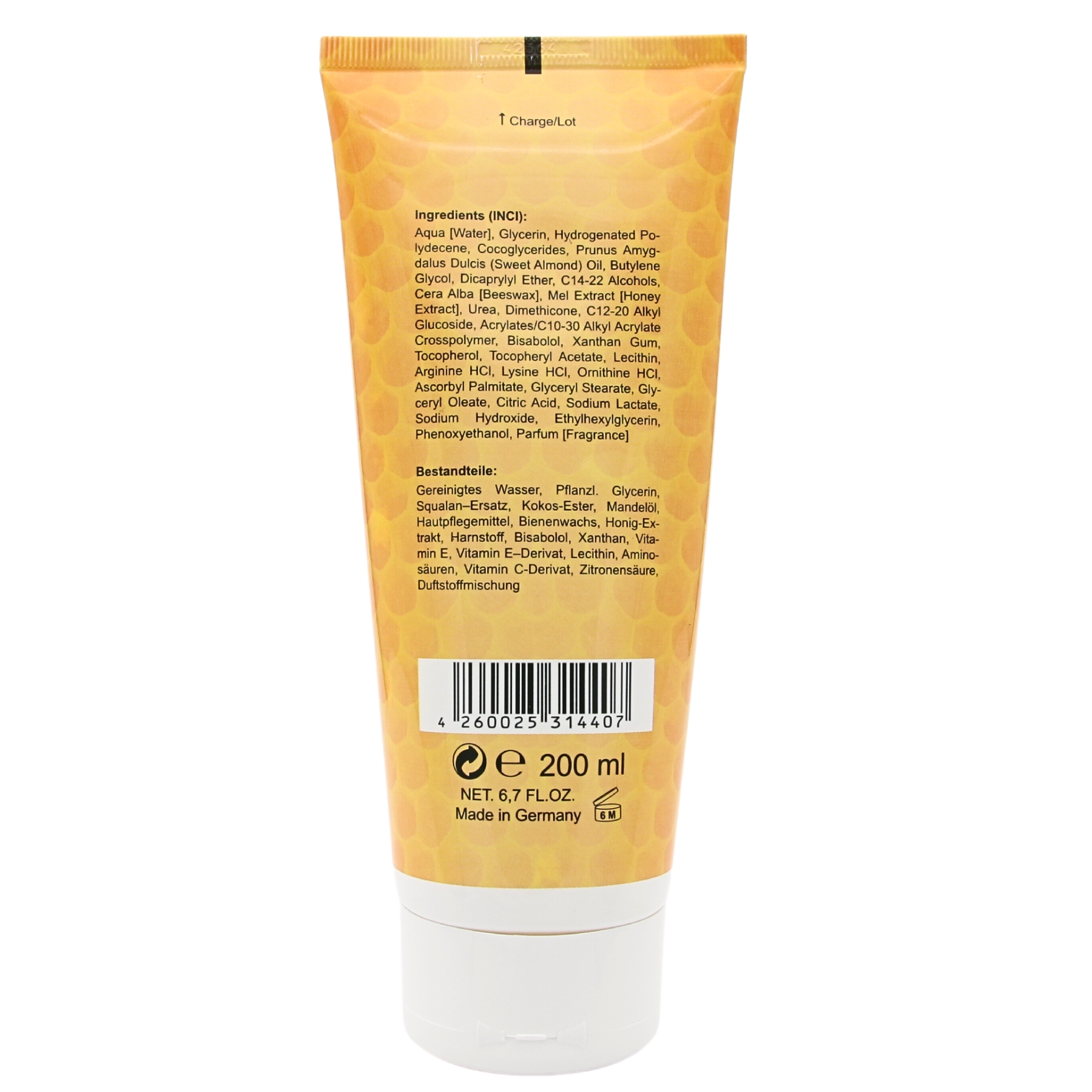 Honig Bodylotion 200 ml Tube Rückseite