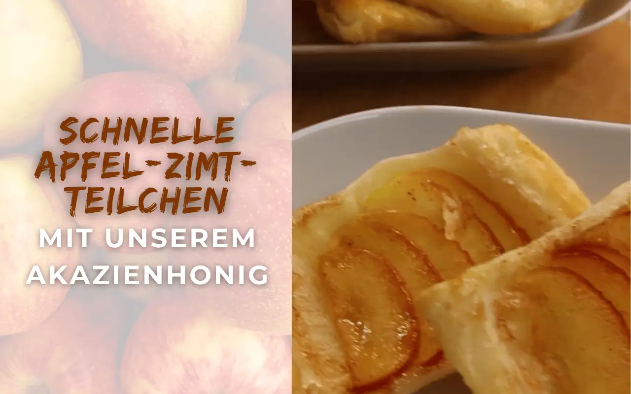 Schnelle Honig-Apfelteilchen Mehrere Apfel-Zimt-Teilchen auf einem Teller
