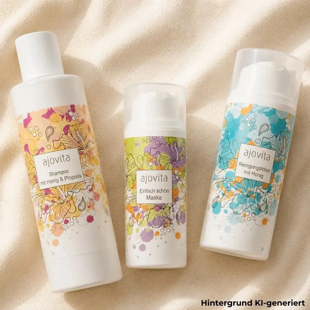 ajovita set summer shine products laying on a light towel